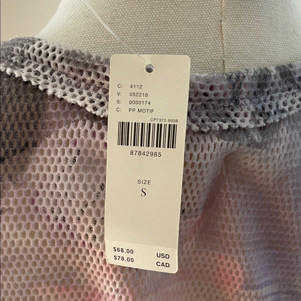 Pilcro Anthropologie NWT Floral Mesh Short Sleeve Top - Pink and Purple Small - Picture 5 of 7